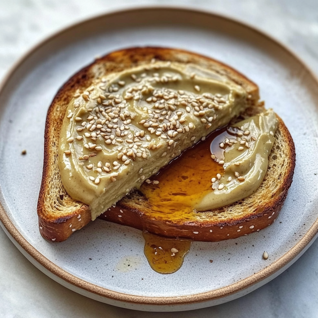 Recipe preparation for Tahini Honey Toast