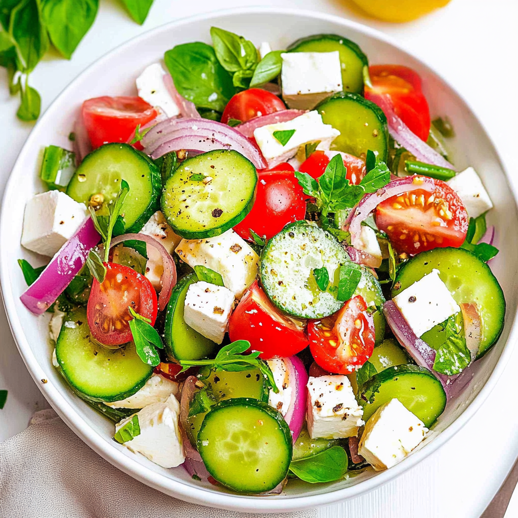 Recipe preparation for Keto Greek Cucumber Salad