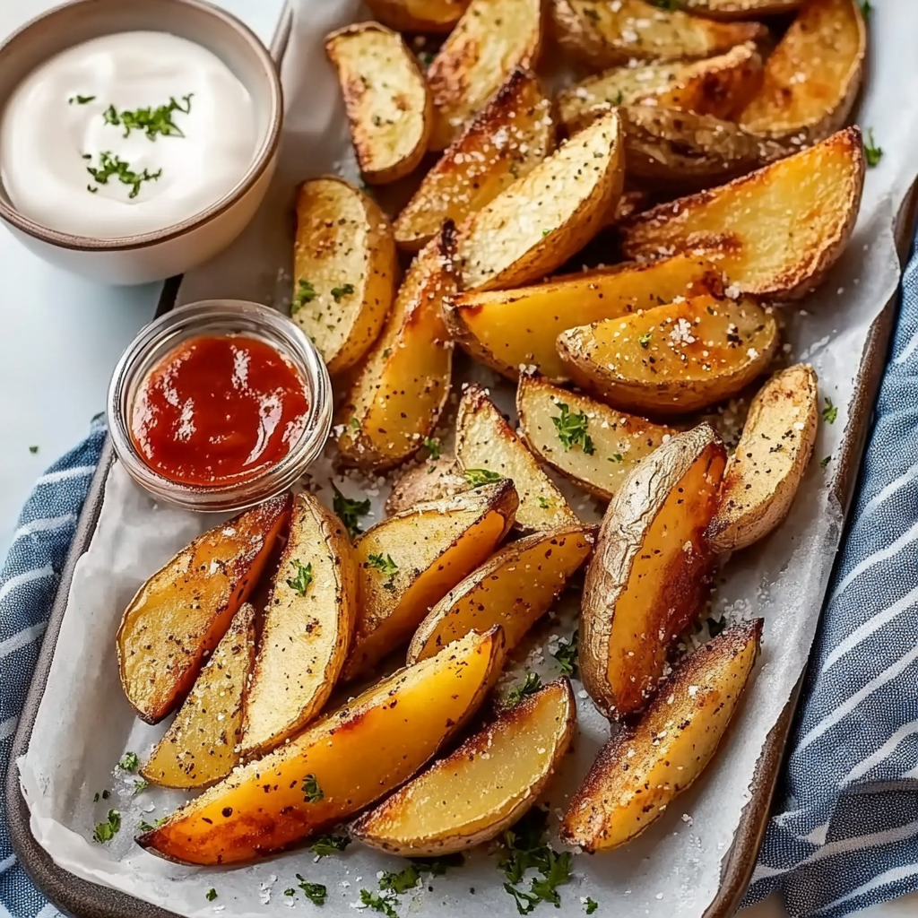 Recipe preparation for Baked Potato Wedges