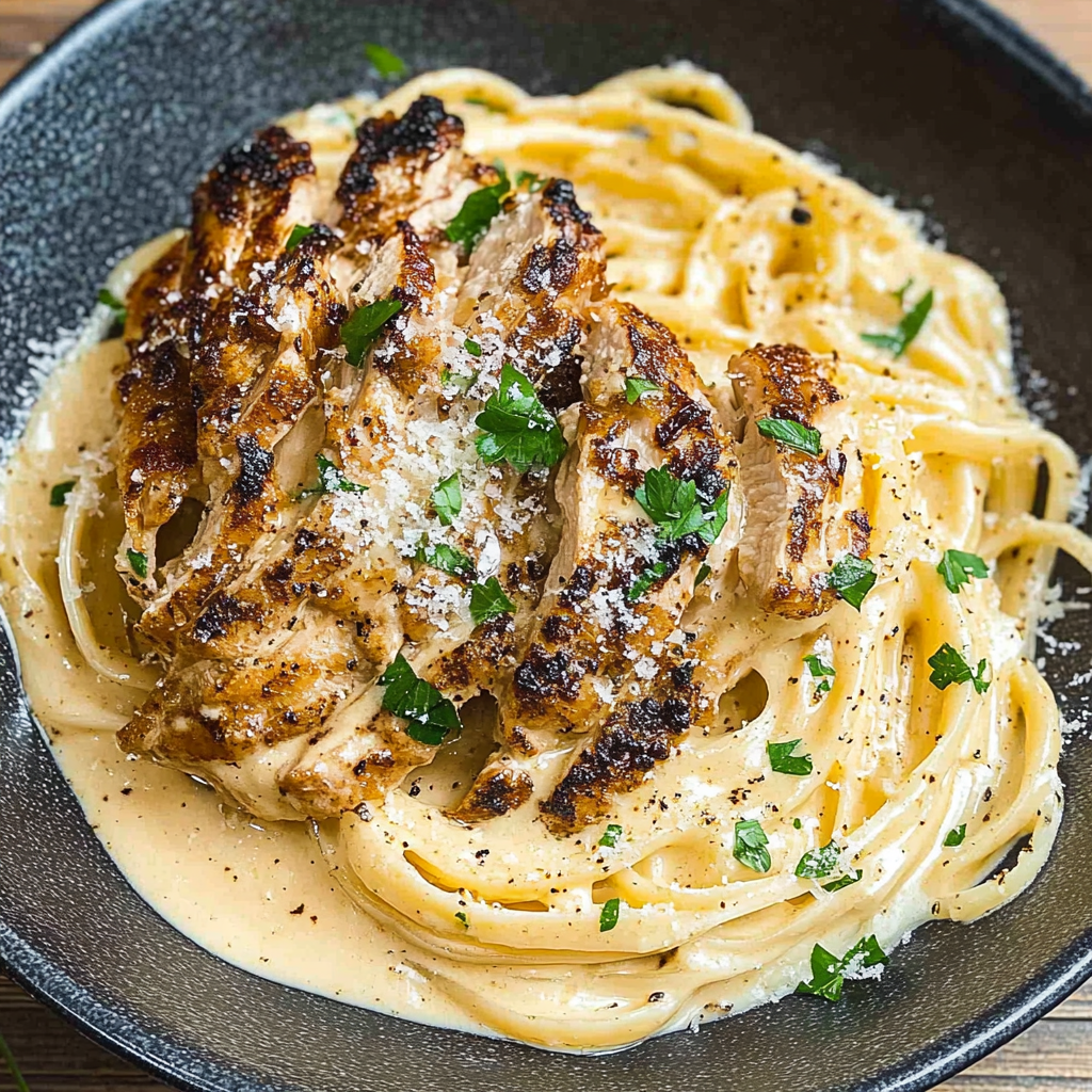 Recipe preparation for Blackened Cajun Chicken Alfredo