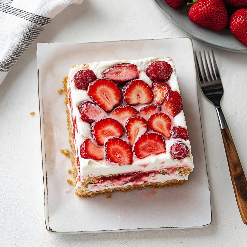 Recipe preparation for Strawberry Cream Cheese Icebox Cake