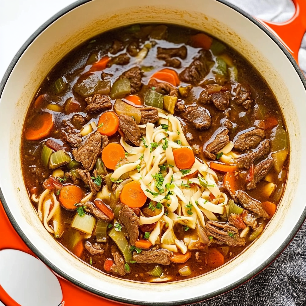 Recipe preparation for Vegetable Beef Noodle Soup