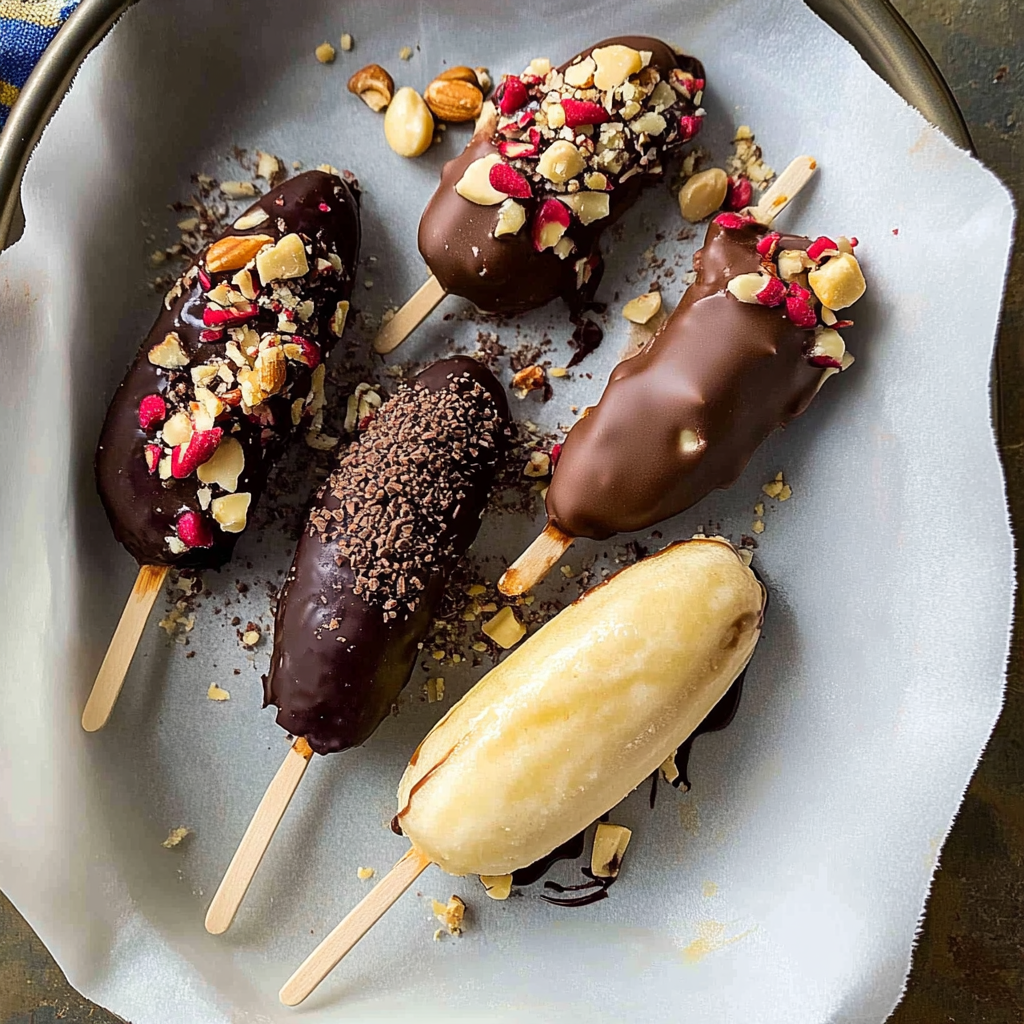 Recipe preparation for Frozen Chocolate Covered Bananas