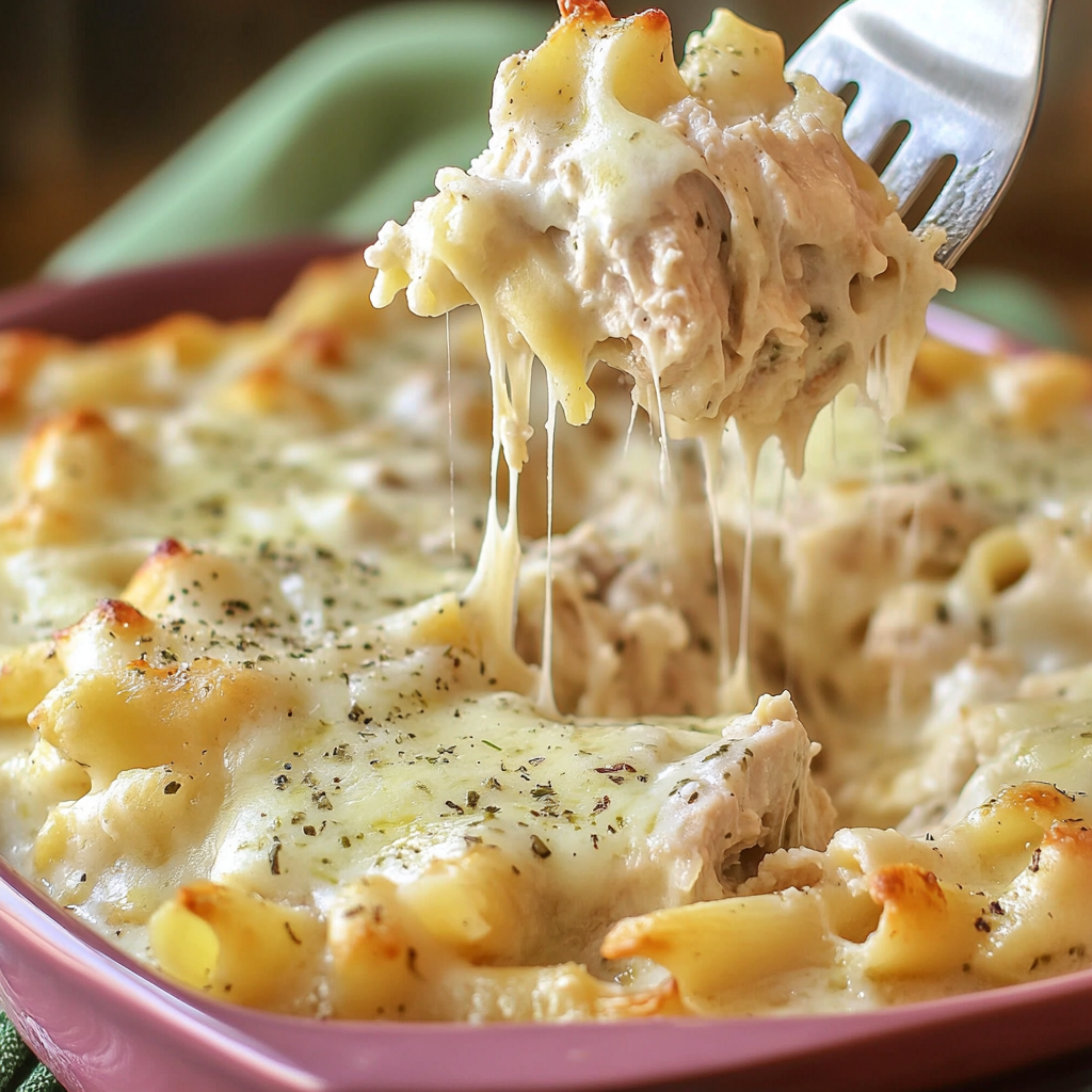 Recipe preparation for Chicken Alfredo Bake