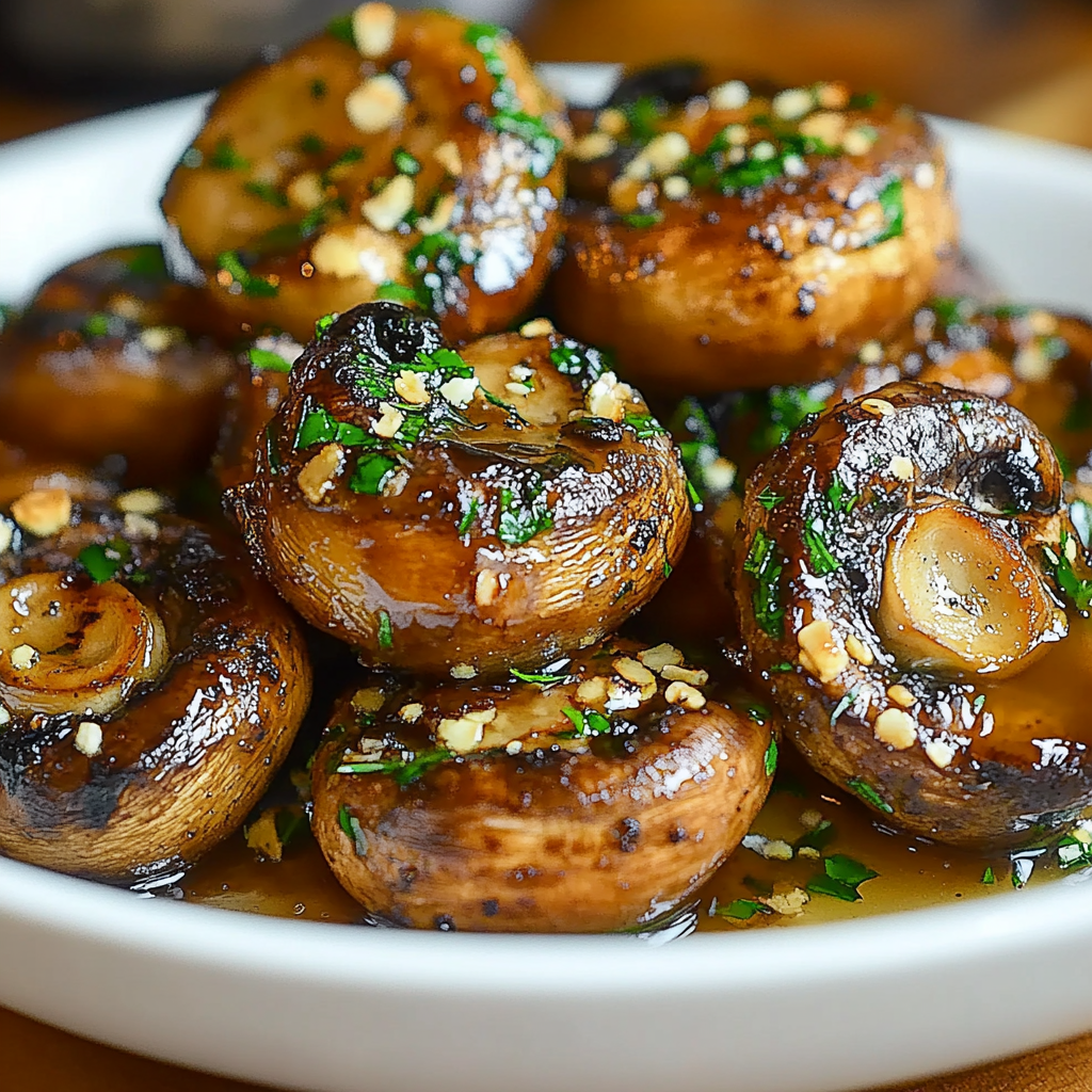 Recipe preparation for Garlic Butter Grilled Mushrooms