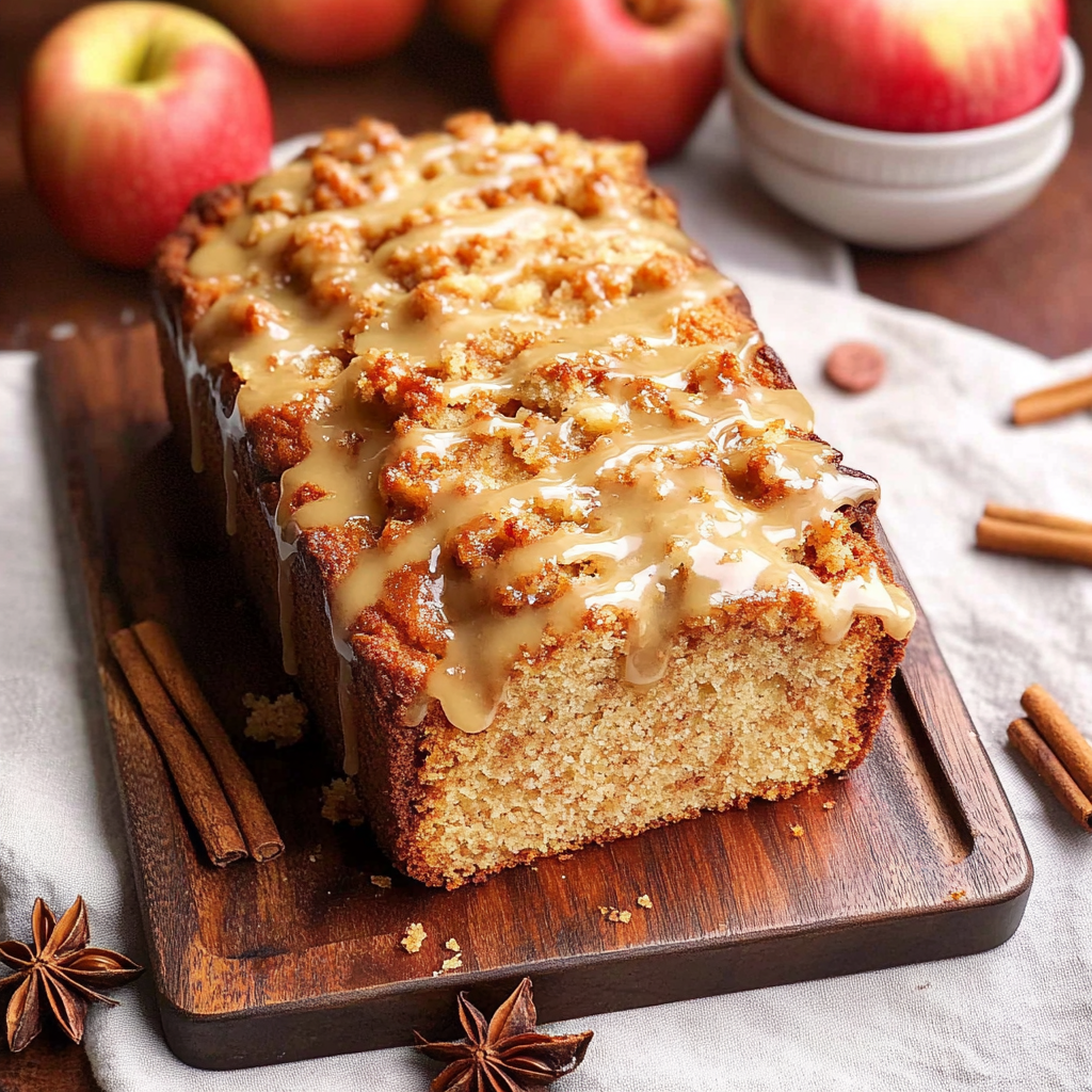 Recipe preparation for Glazed Apple Cinnamon Bread