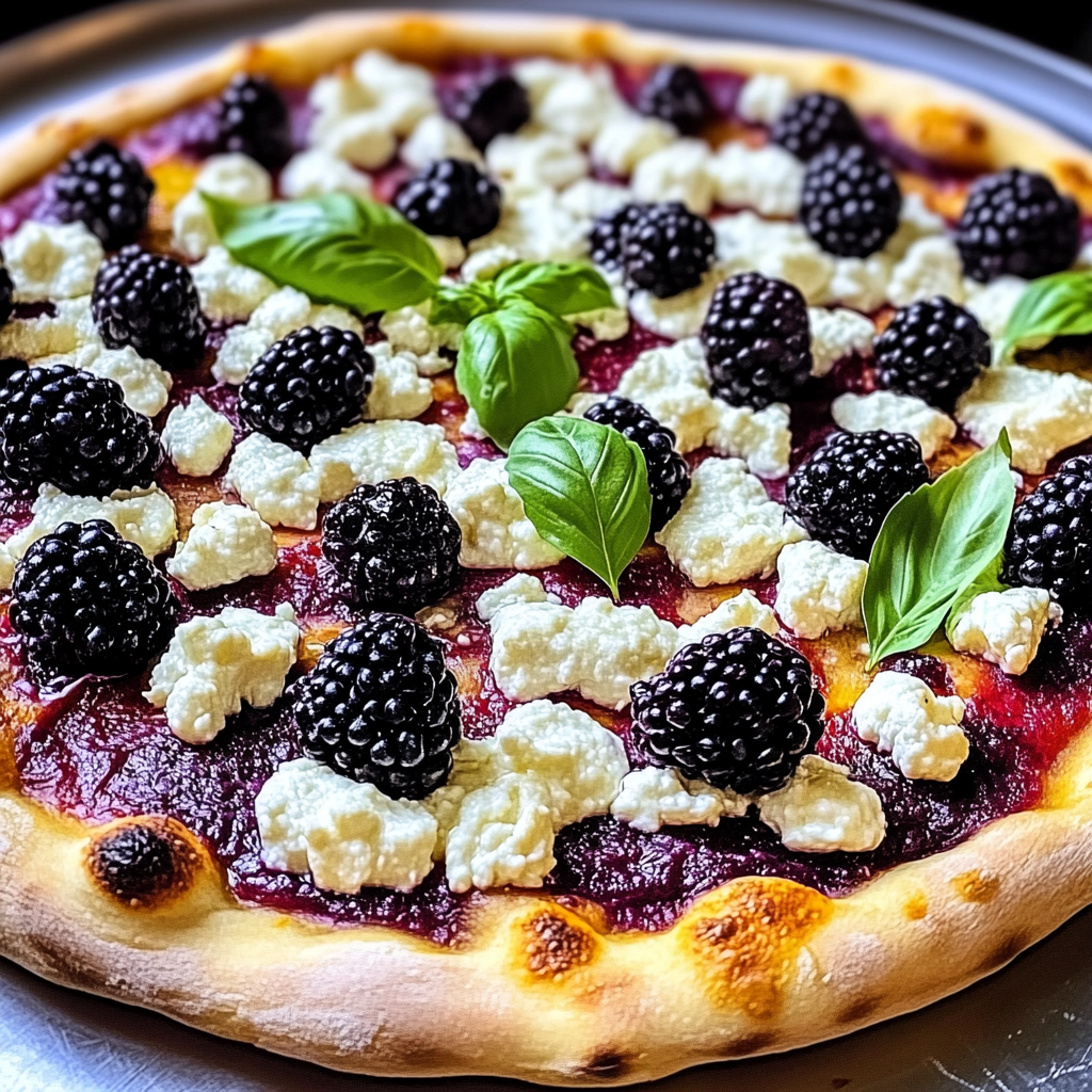 Recipe preparation for Blackberry Ricotta Pizza