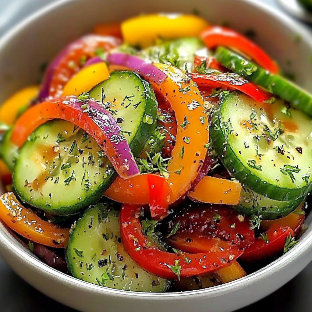 Recipe preparation for Fresh Cucumber Sweet Pepper