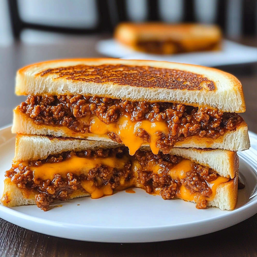 Recipe preparation for Sloppy Joe Grilled Cheese