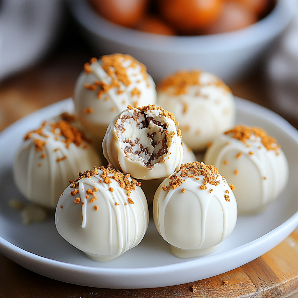 Recipe preparation for White Chocolate Pumpkin Truffles