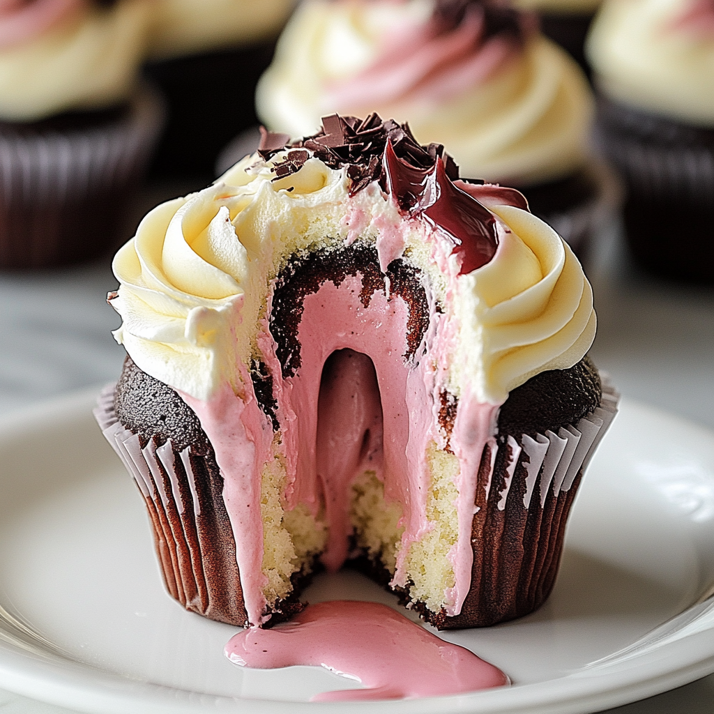 Recipe preparation for Neapolitan Cream Cupcakes