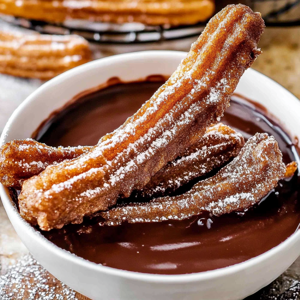 Recipe preparation for Churros with Chocolate Sauce