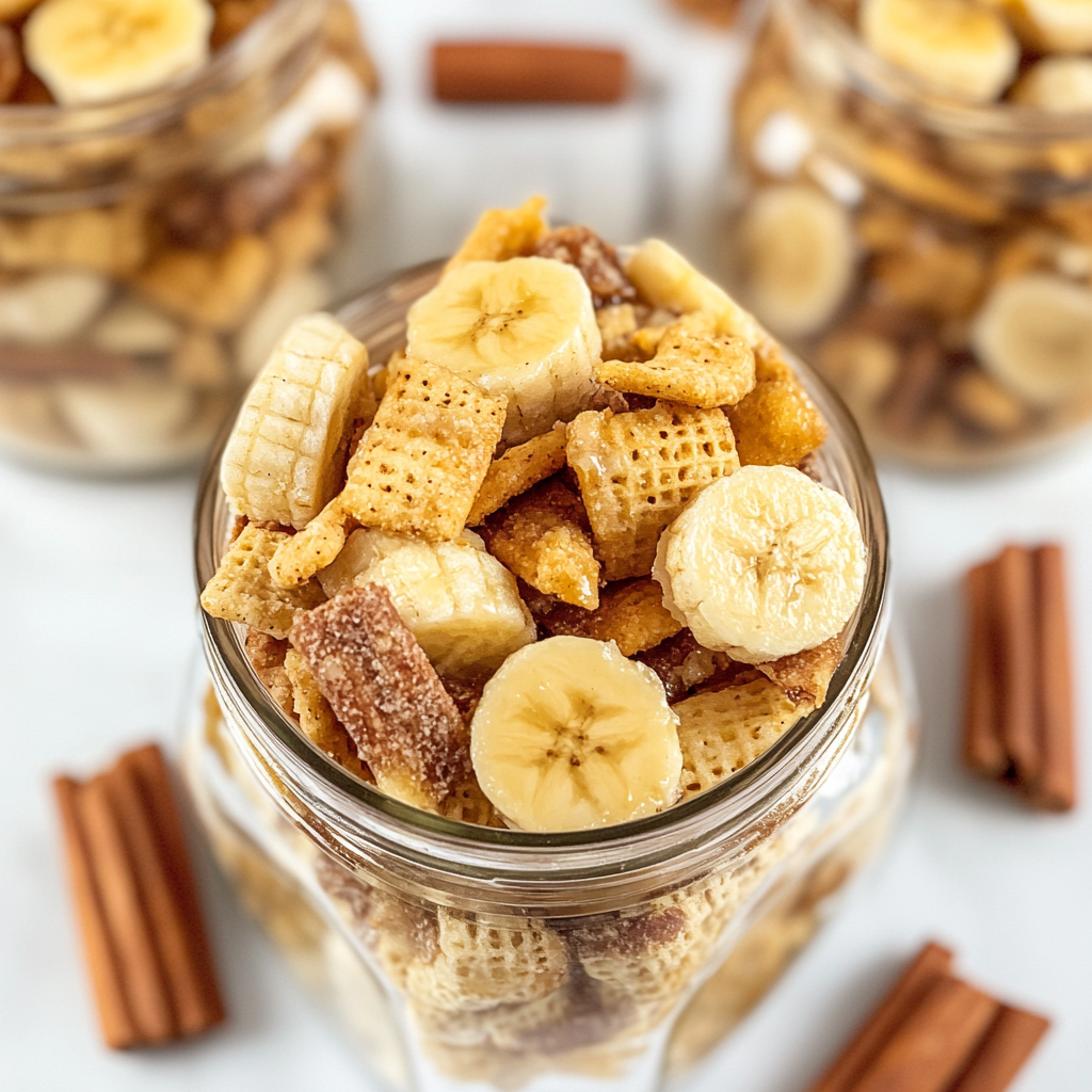 Recipe preparation for Banana Foster Chex Mix