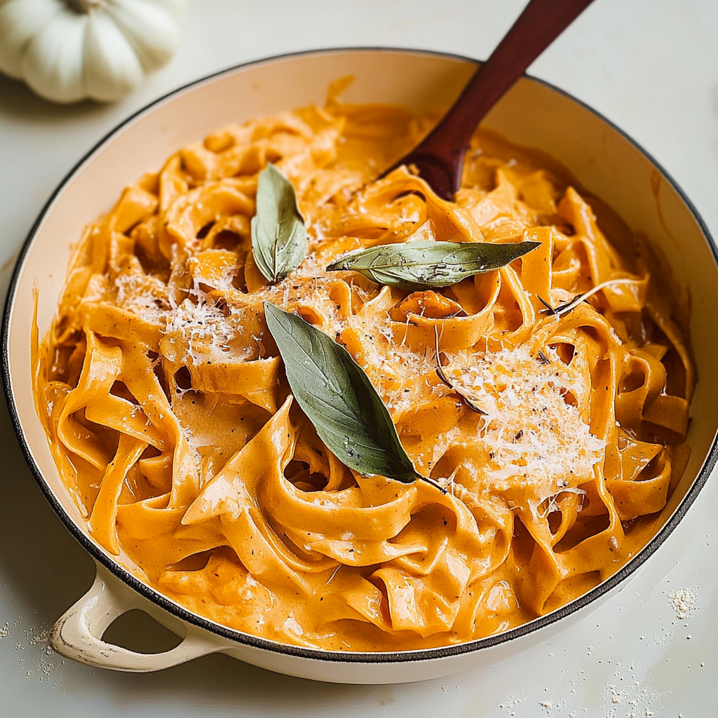 Recipe preparation for Pumpkin Alfredo