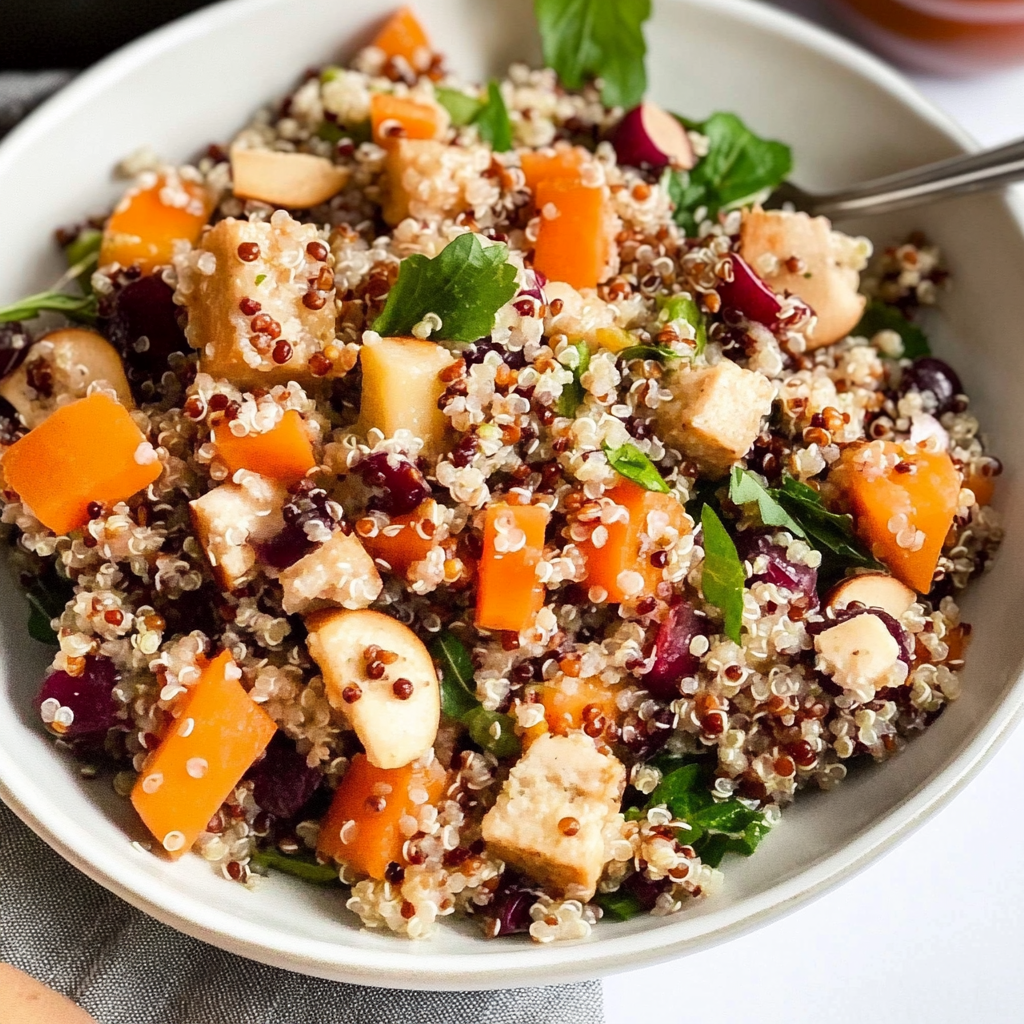 Recipe preparation for Cozy Fall Harvest Quinoa Salad