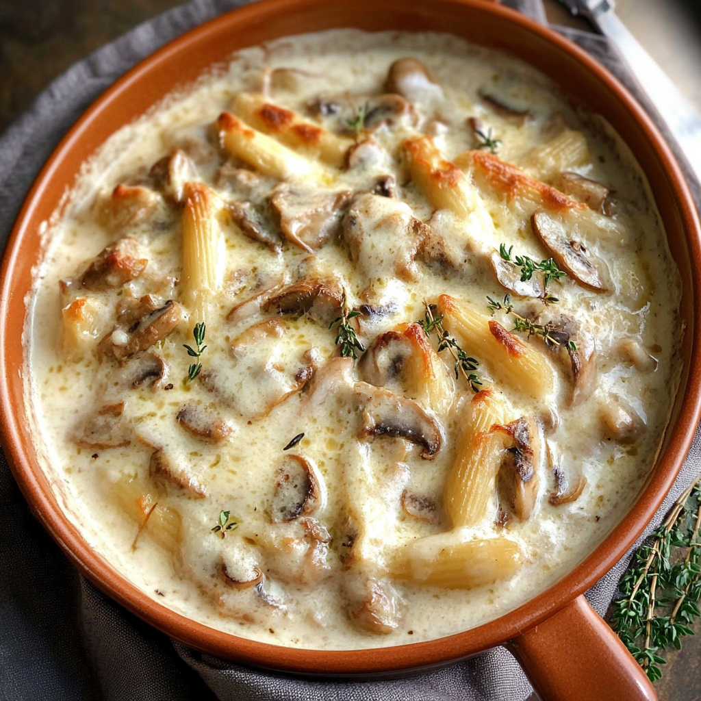 Recipe preparation for Creamy Russian Mushroom Julienne