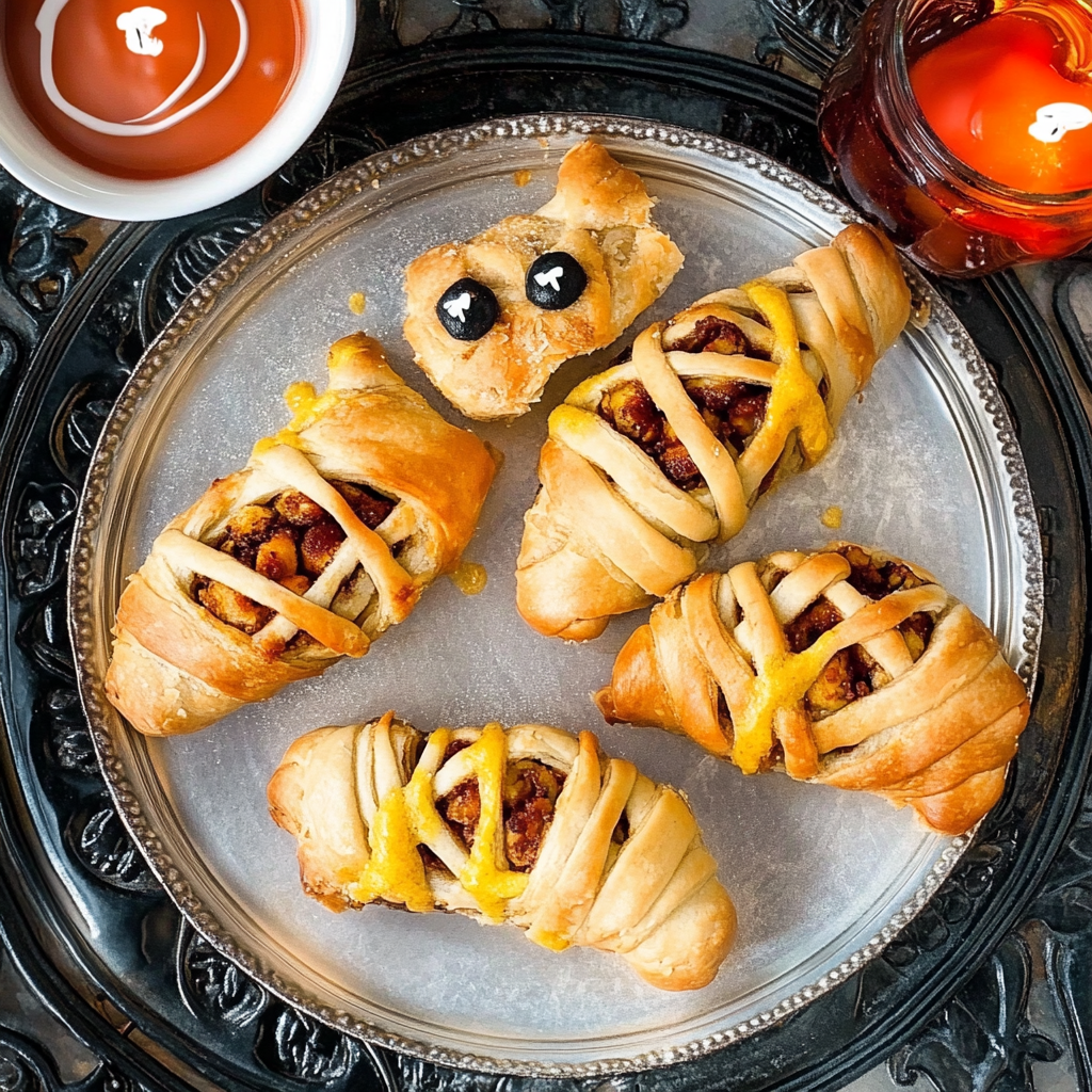 Recipe preparation for Halloween Mummy Breakfast Rolls