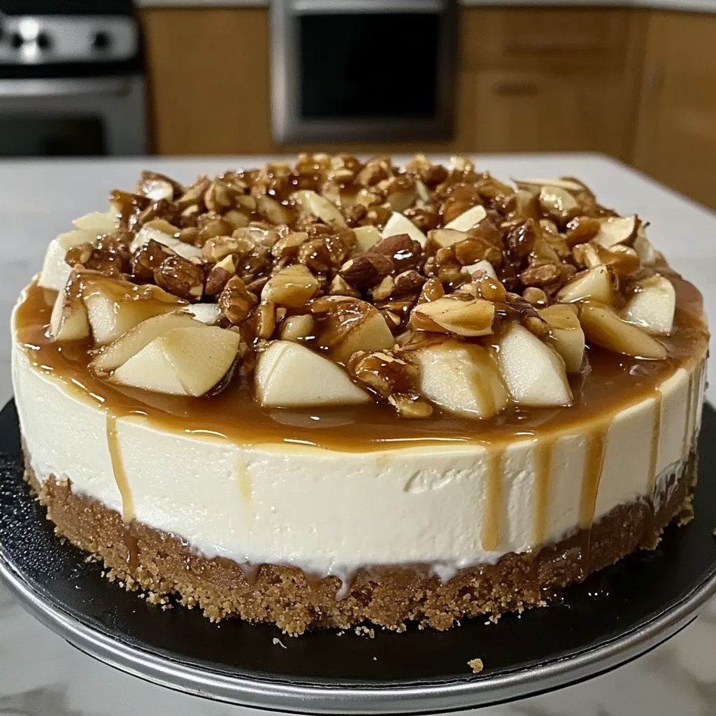 Recipe preparation for Caramel Apple Cheesecake