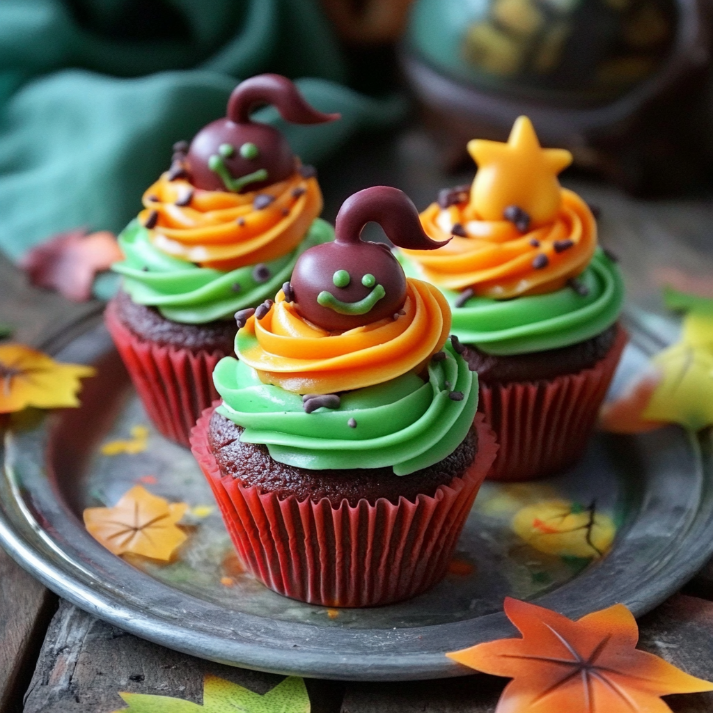 Recipe preparation for Halloween Cauldron Cupcakes