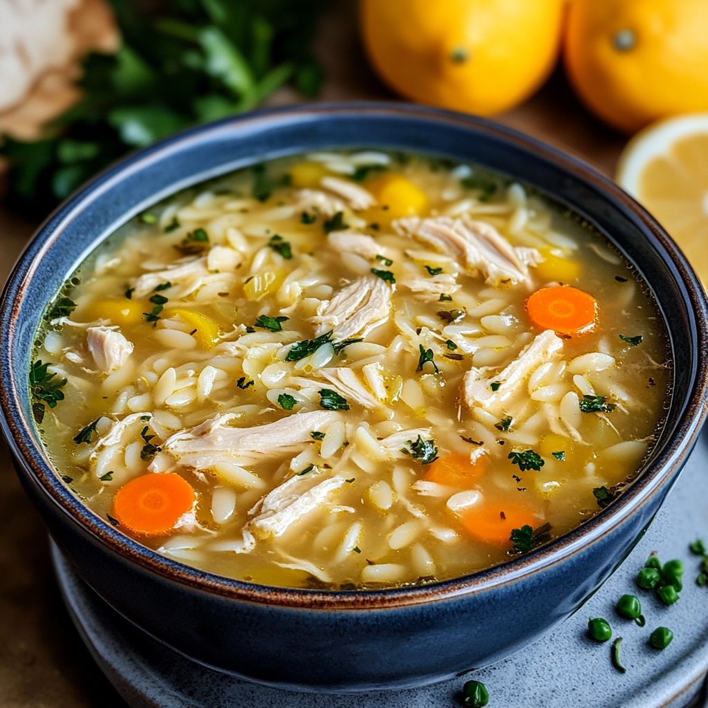 Recipe preparation for Lemon Chicken Soup with Orzo