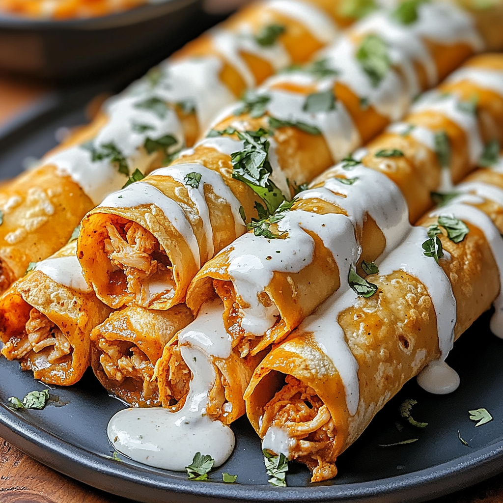 Recipe preparation for Baked Buffalo Chicken Taquitos