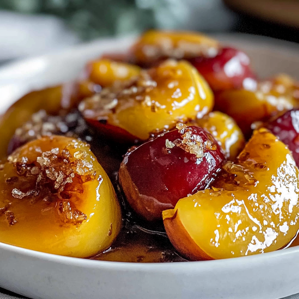Recipe preparation for Healthy Honey Roasted Peaches