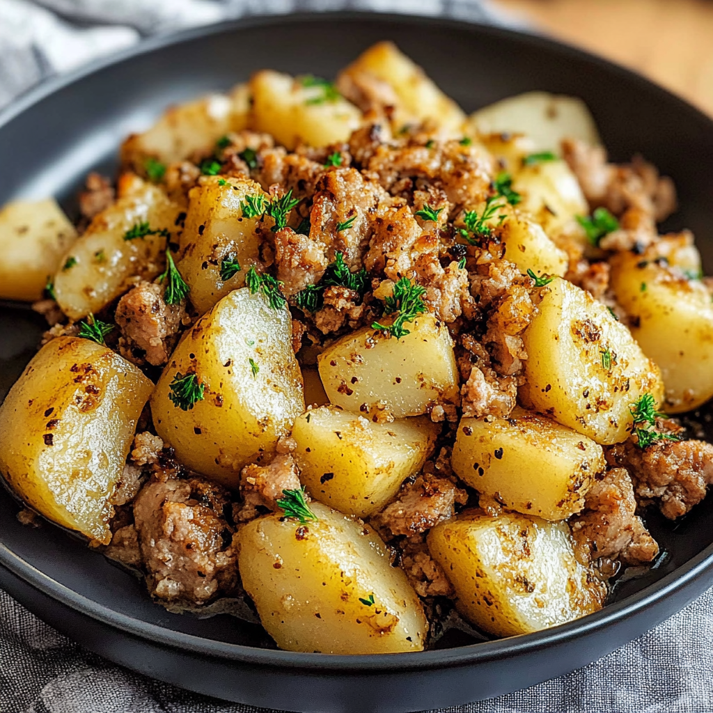Recipe preparation for Ground Turkey with Potatoes