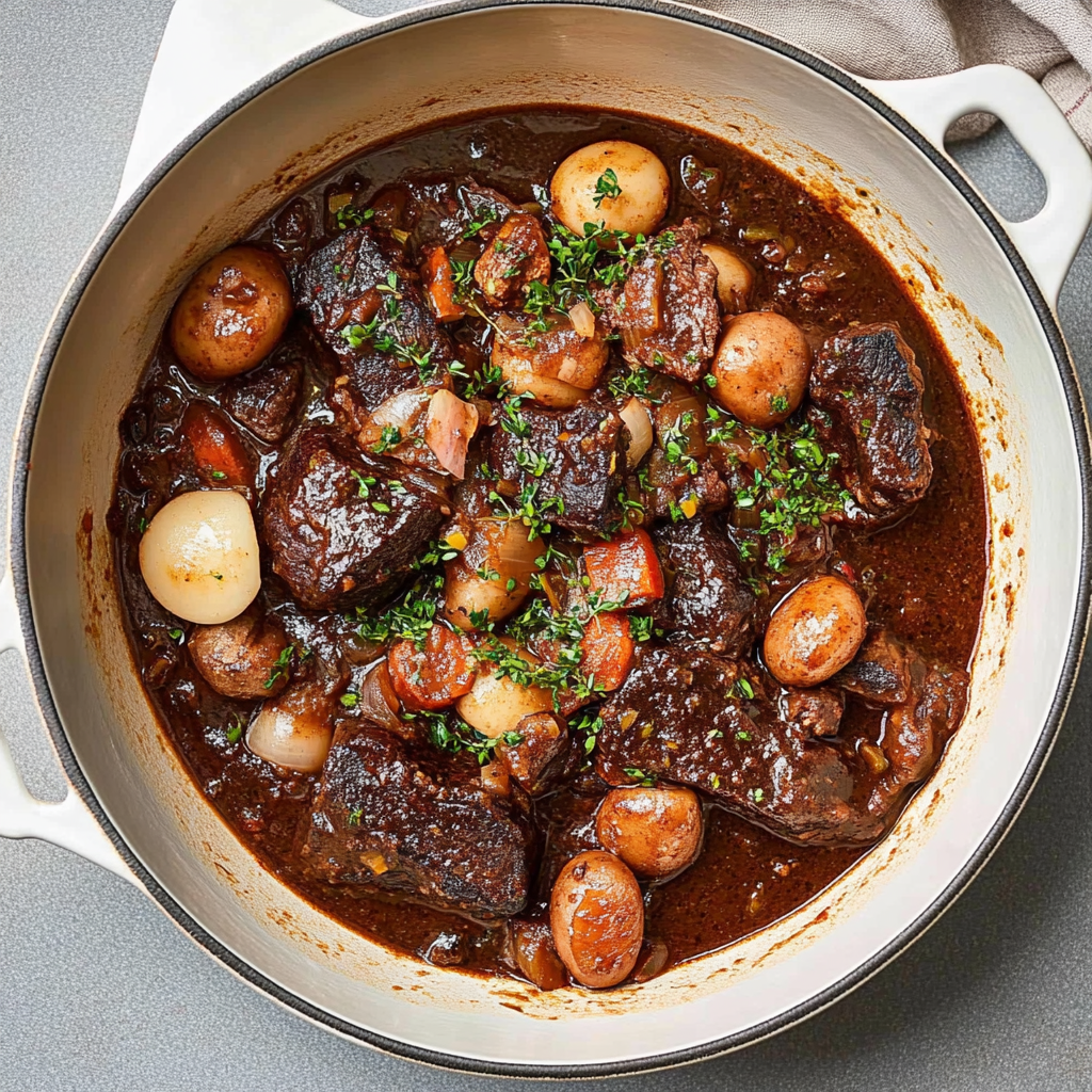 Recipe preparation for French Beef Bourguignon