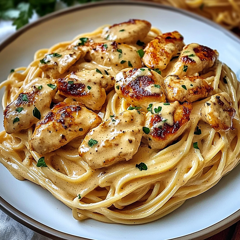 Recipe preparation for Cowboy Butter Chicken Linguine