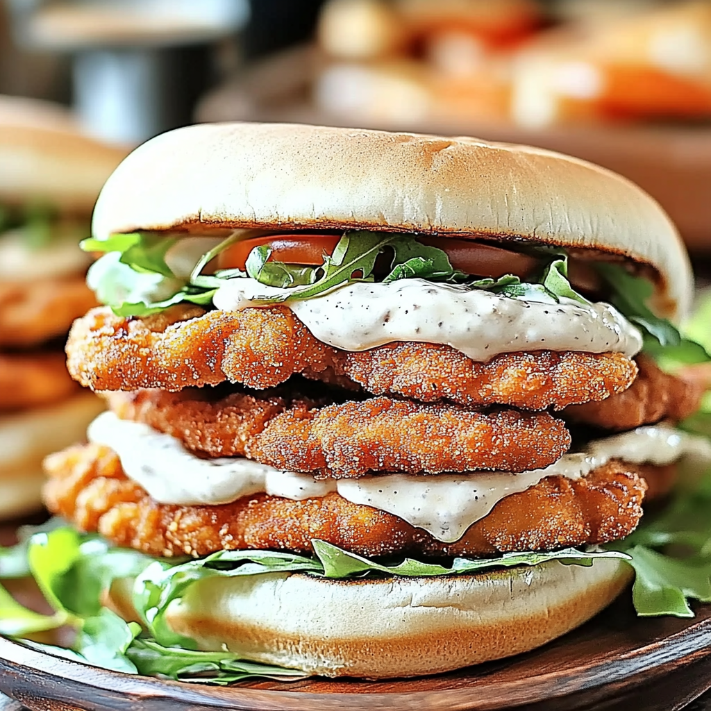 Recipe preparation for Crispy Chicken Sandwich with Garlic Mayo Recipe