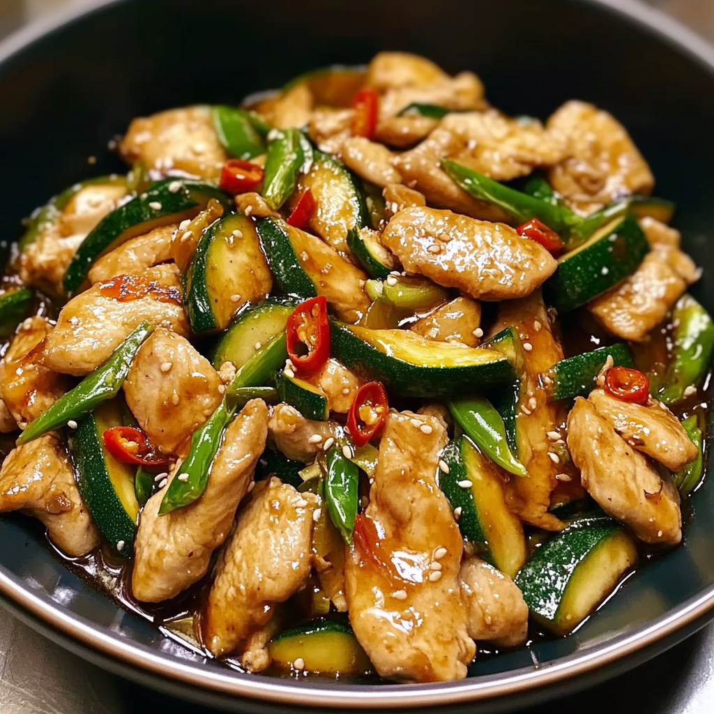 Recipe preparation for Chicken Zucchini Stir Fry