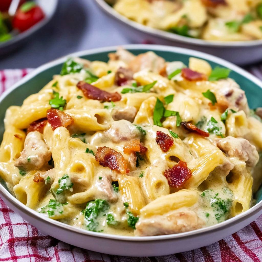 Recipe preparation for Instant Pot Chicken Bacon Ranch Pasta