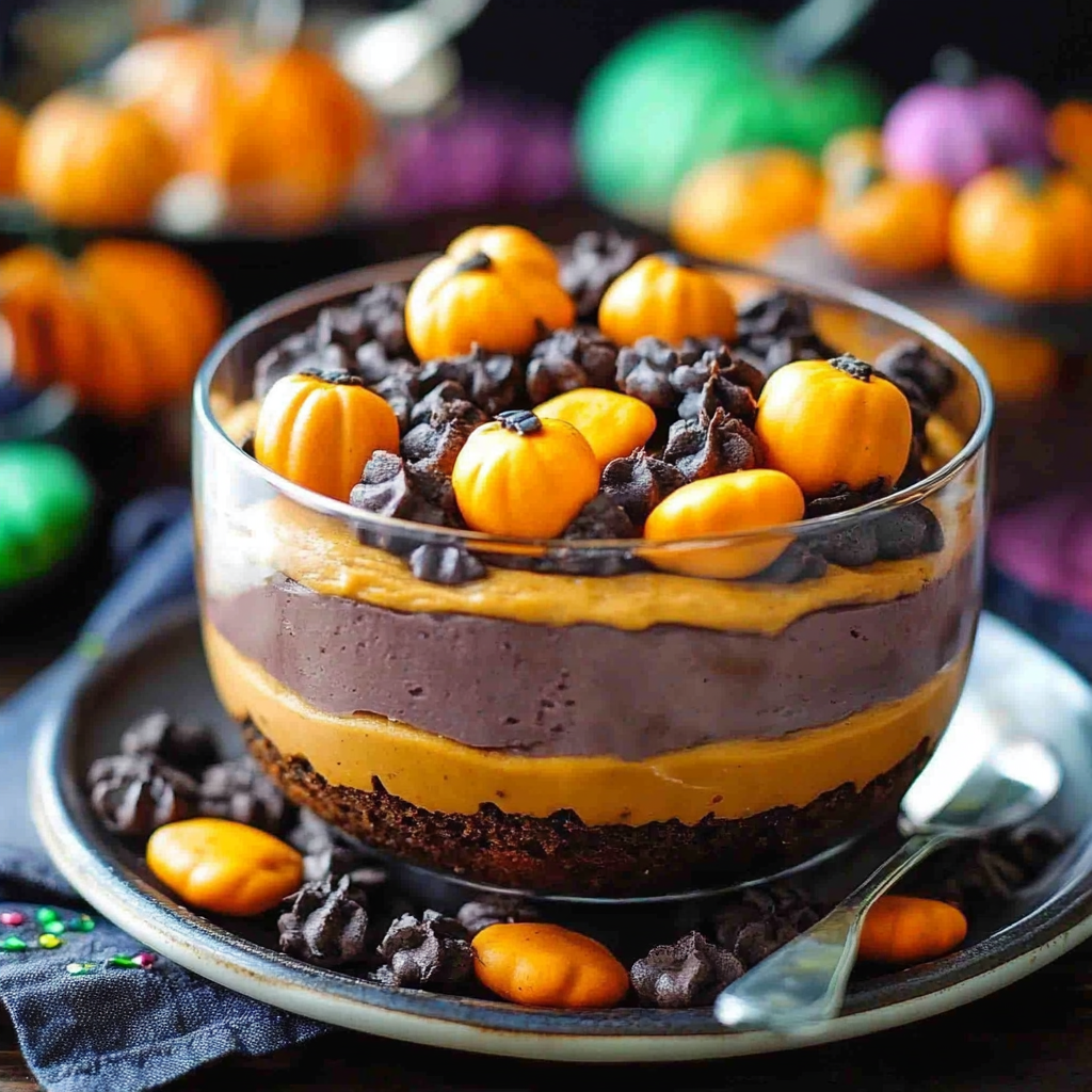 Recipe preparation for Pumpkin Patch Dirt Cups