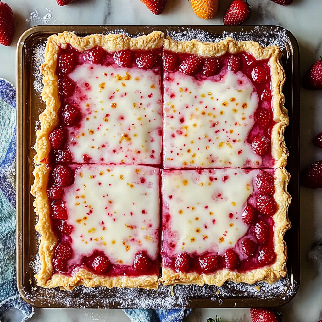 Recipe preparation for Strawberry Pop Tart Slab Pie