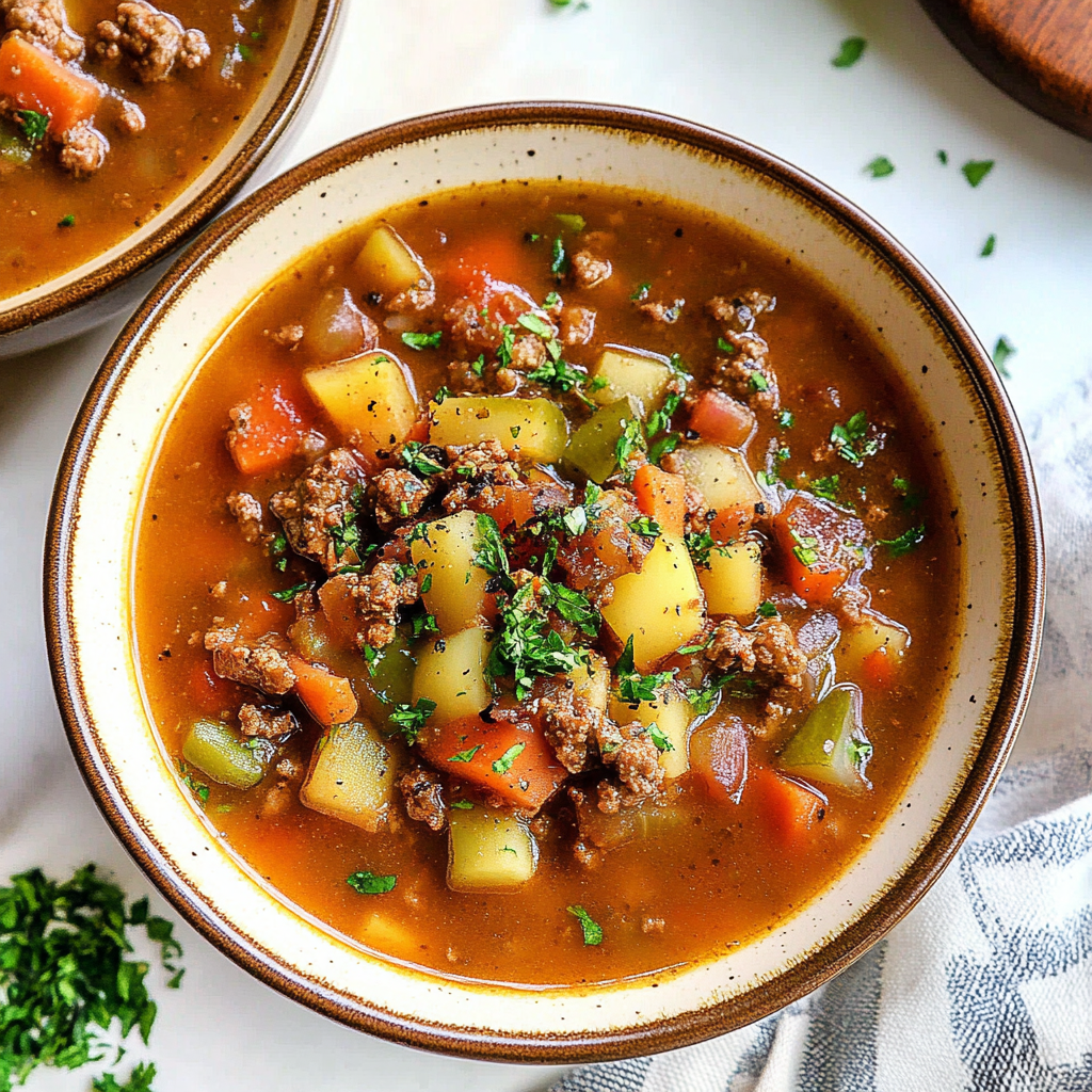 Recipe preparation for Hamburger Soup