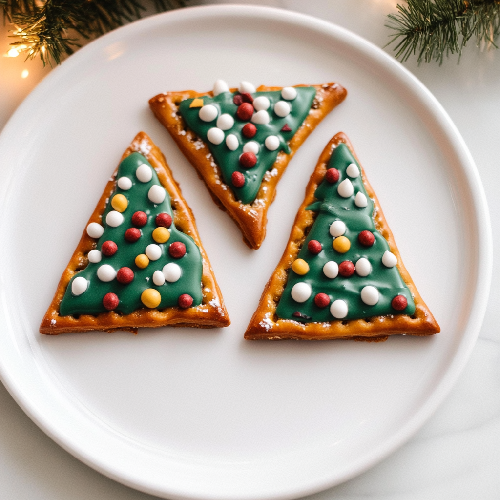 Recipe preparation for Pretzel and Candy Melt Christmas Trees