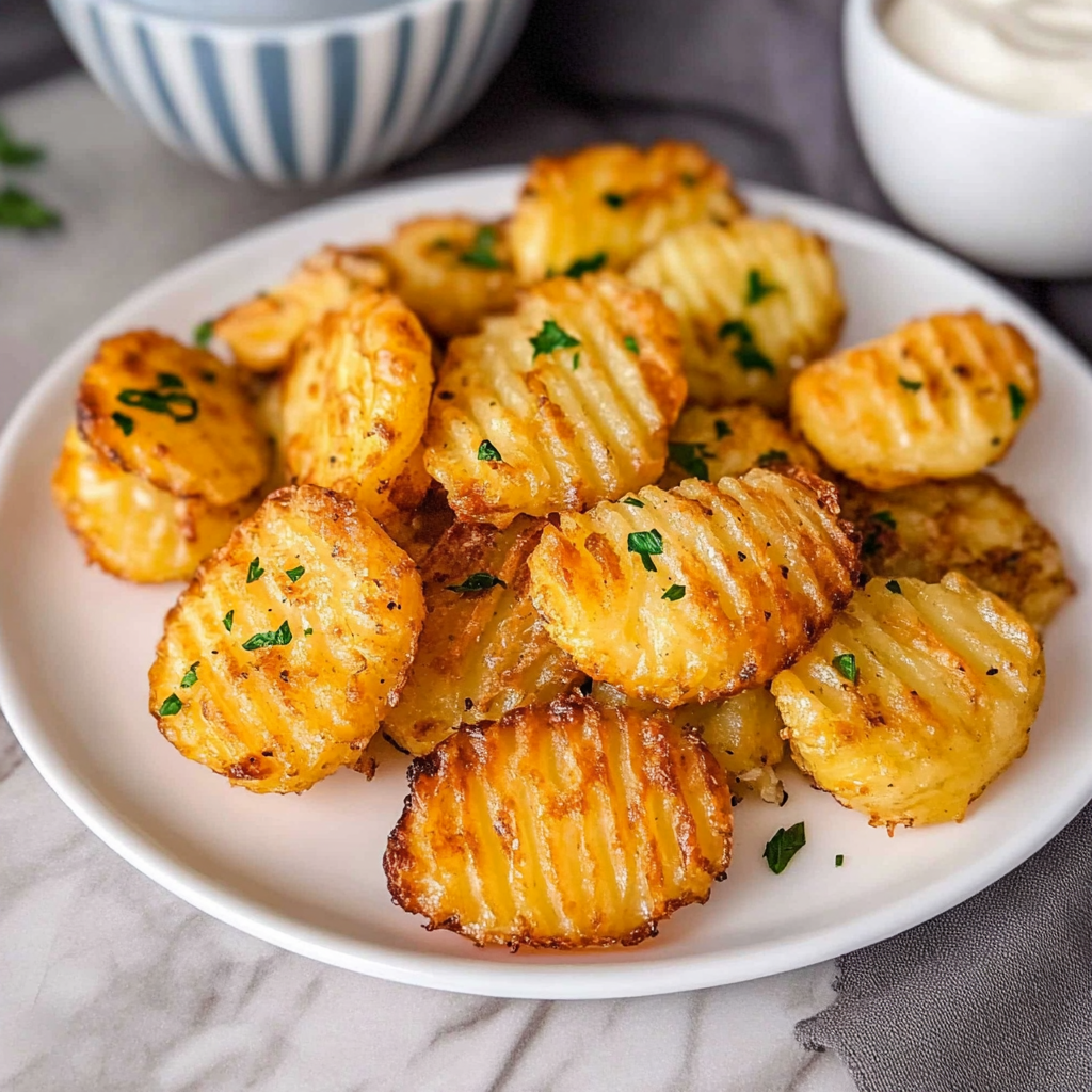 Recipe preparation for Air Fryer Accordion Potatoes