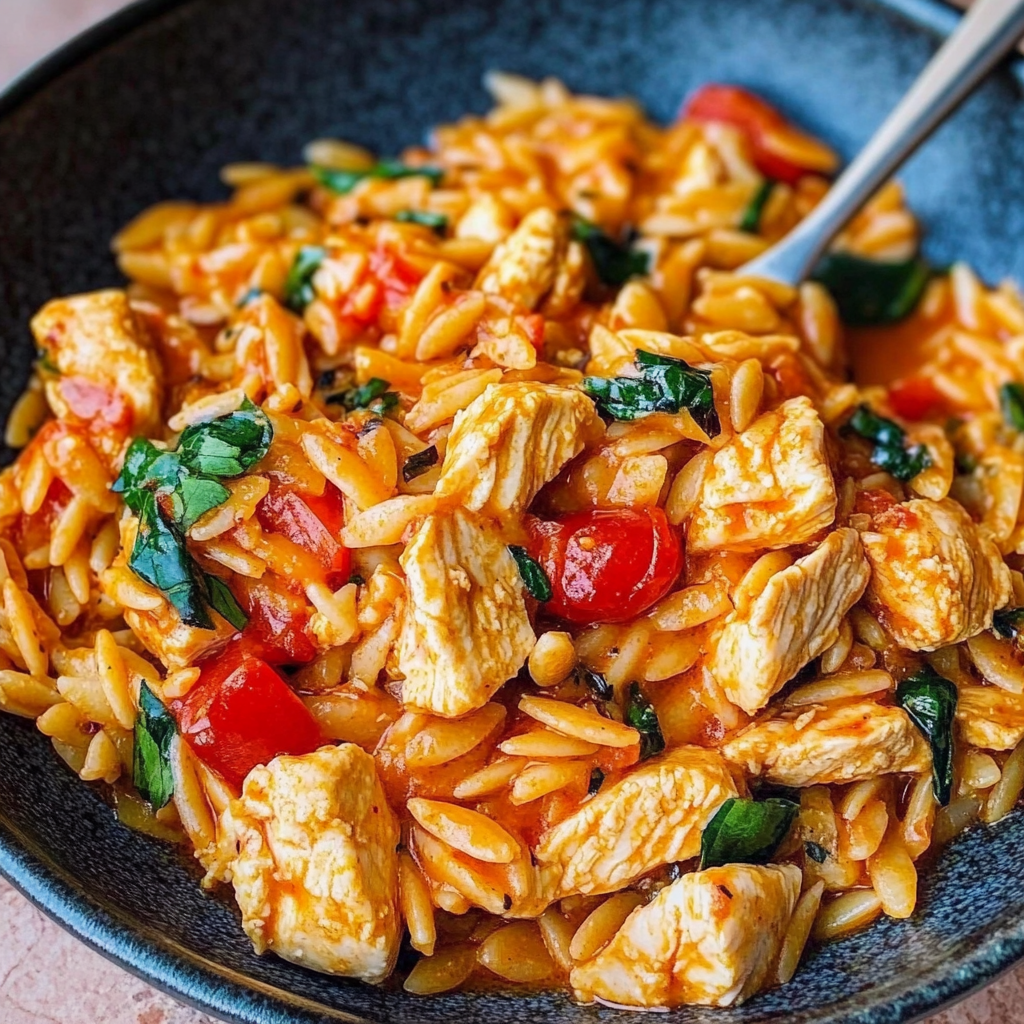 Recipe preparation for Spicy Cajun Chicken Orzo