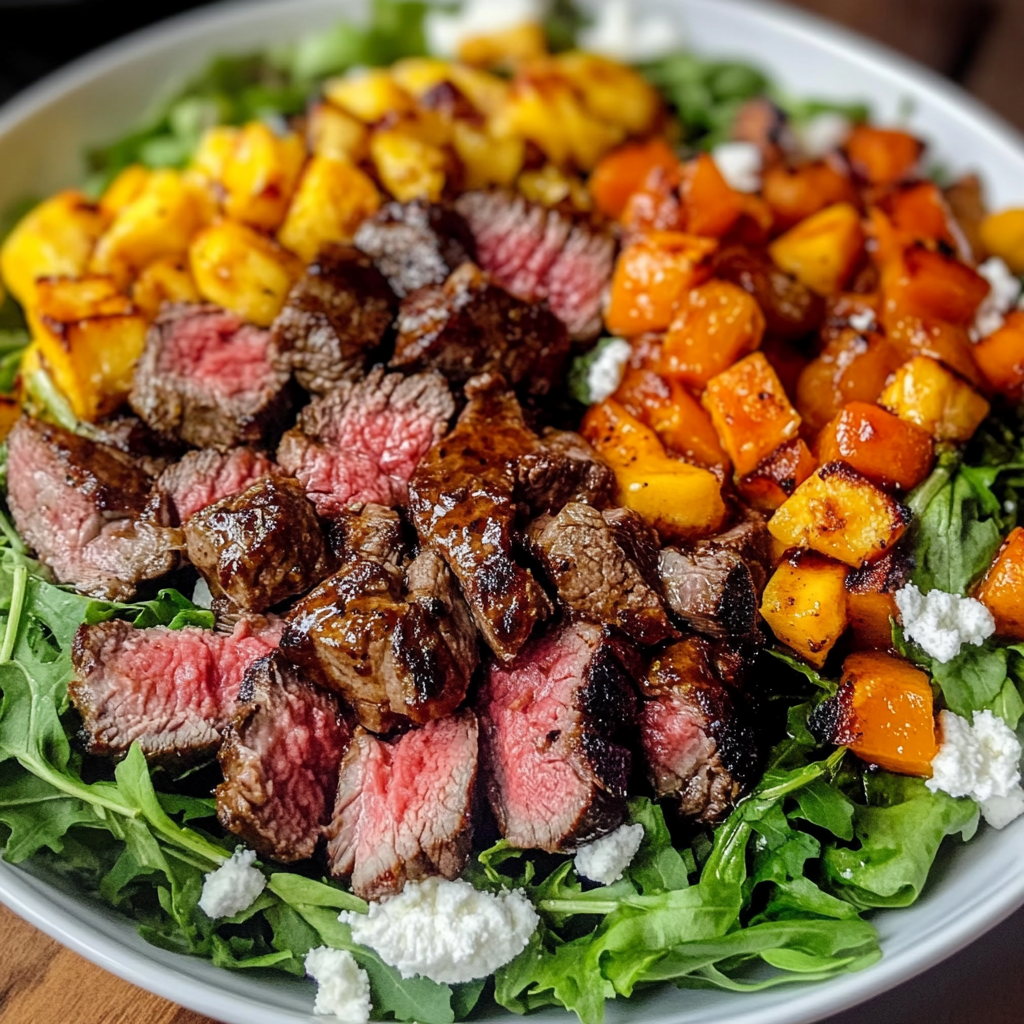 Recipe preparation for Fall Harvest Steak Salad