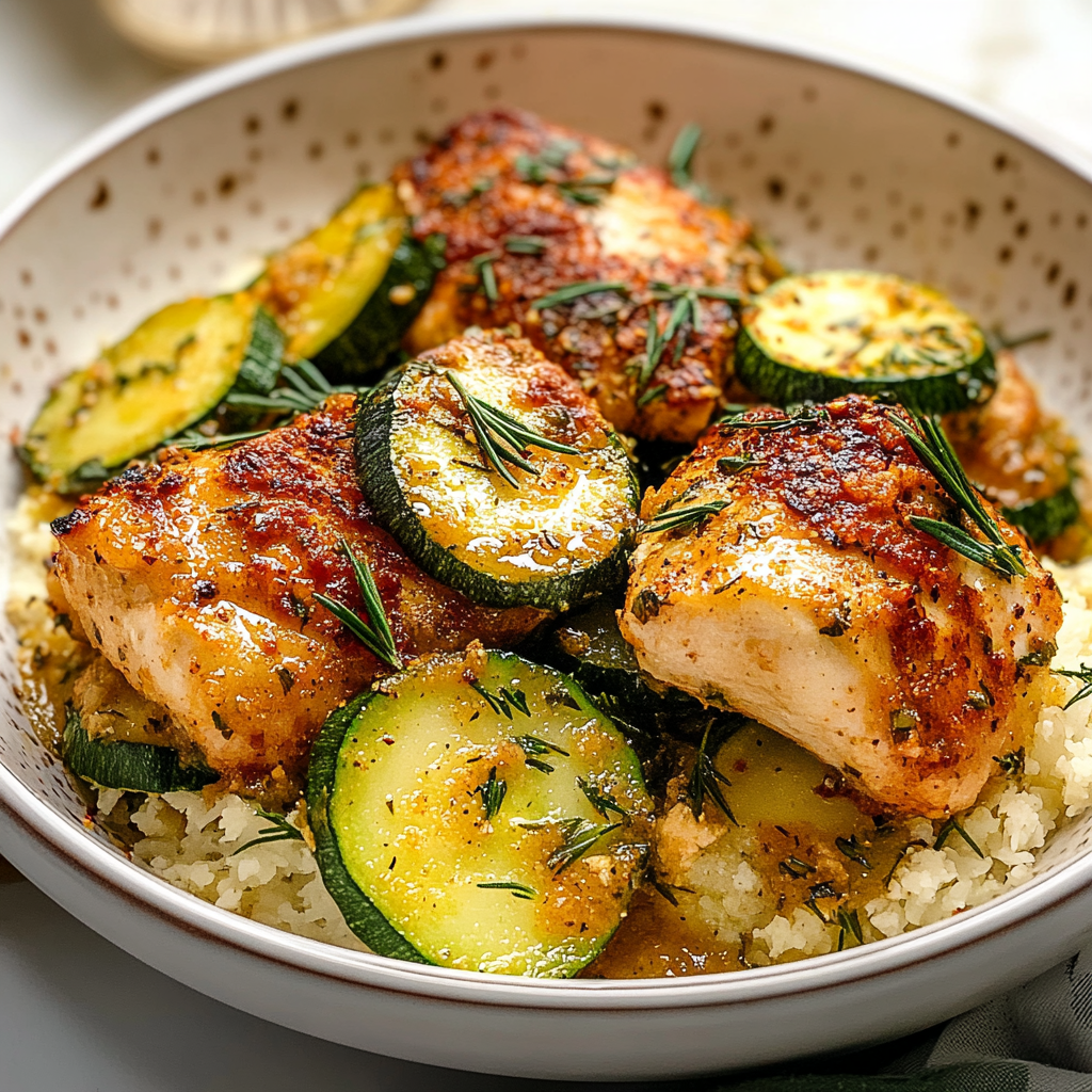 Recipe preparation for Baked Chicken and Zucchini
