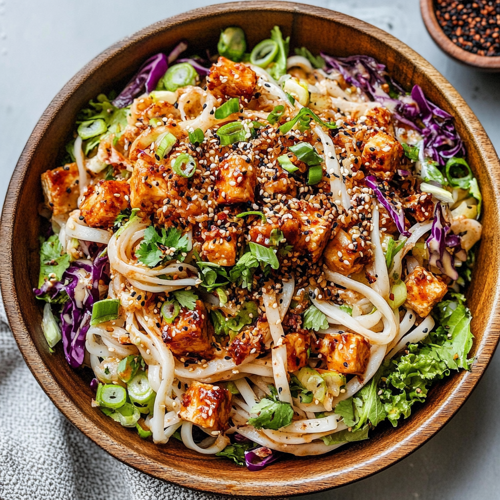 Recipe preparation for Sesame Rice Noodle Salad