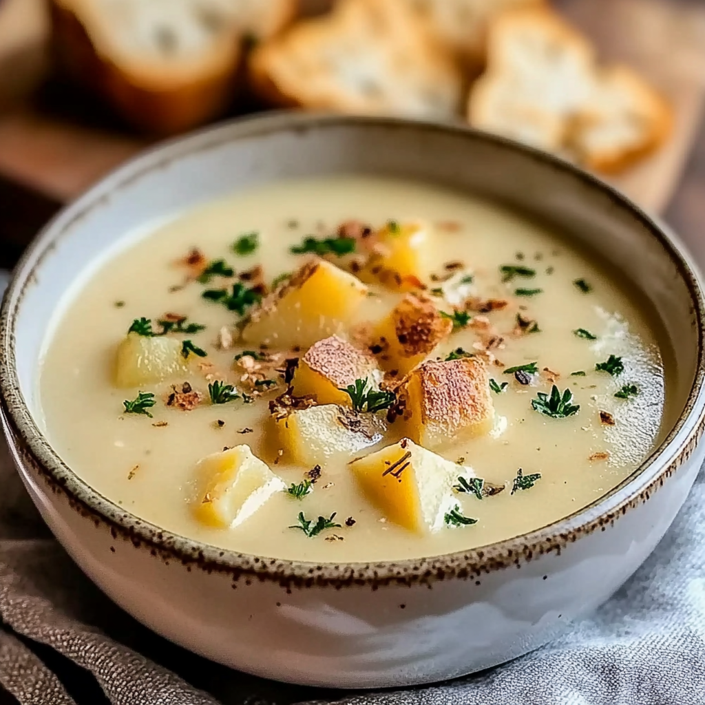 Recipe preparation for Cheddar Garlic Herb Potato Soup