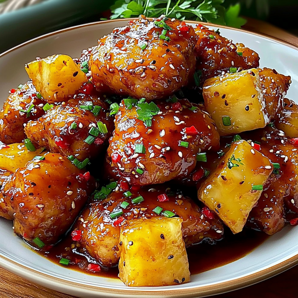 Recipe preparation for Sticky Pineapple Chicken Thighs