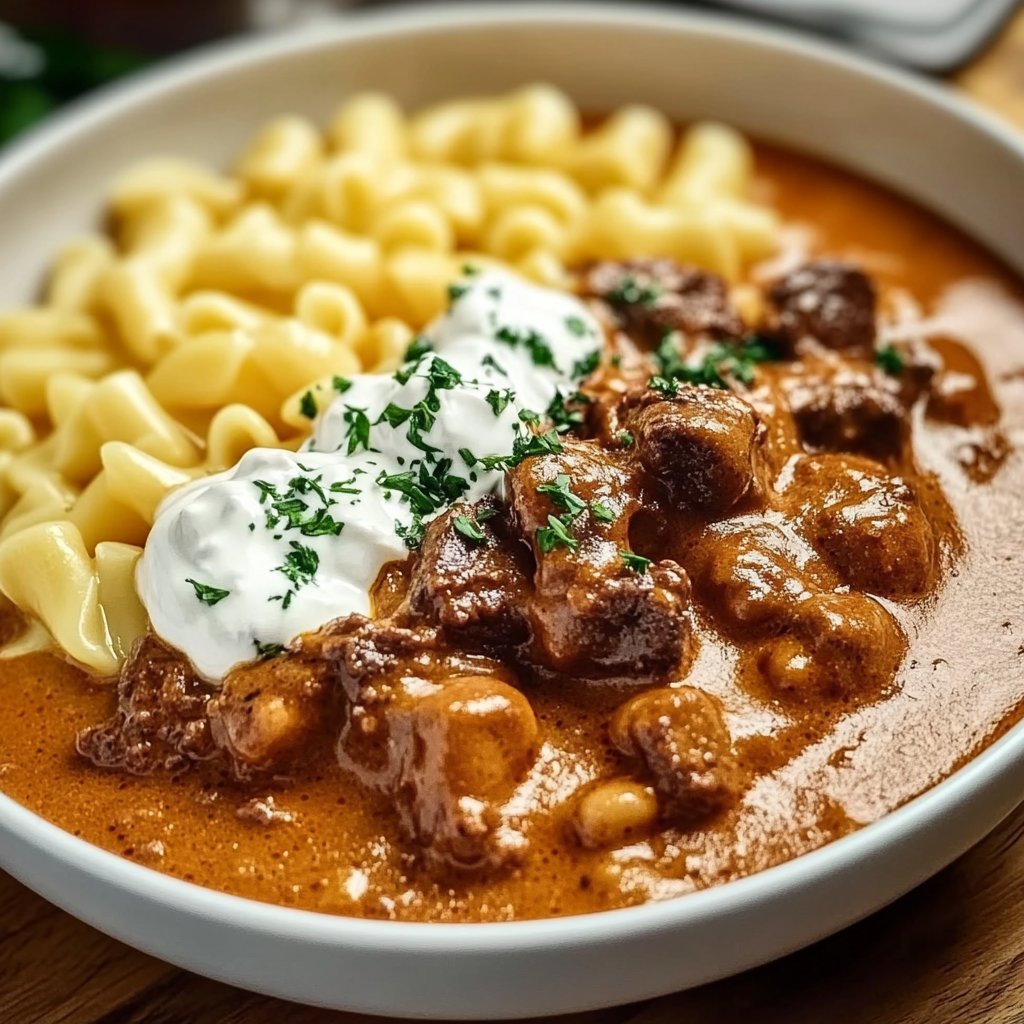 Recipe preparation for Creamy German Goulash