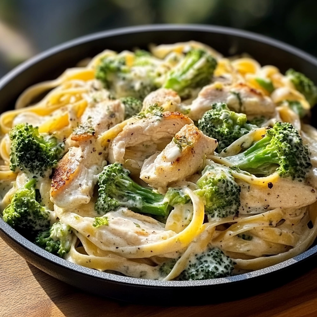 Recipe preparation for Chicken Broccoli Alfredo Pasta