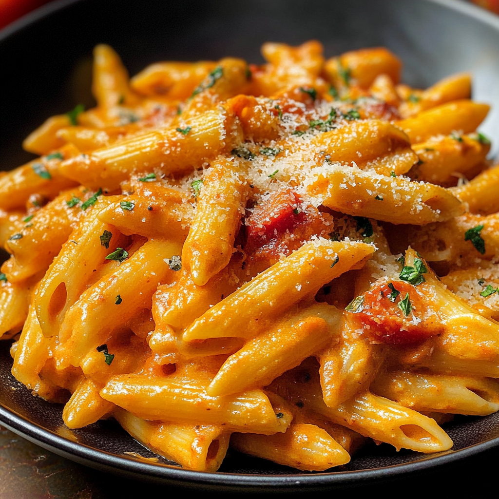 Recipe preparation for Creamy Tomato Pasta