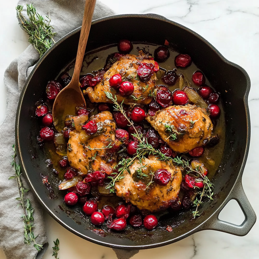 Recipe preparation for Balsamic Cranberry Chicken Skillet