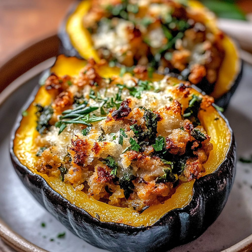 Recipe preparation for Sausage Stuffed Acorn Squash