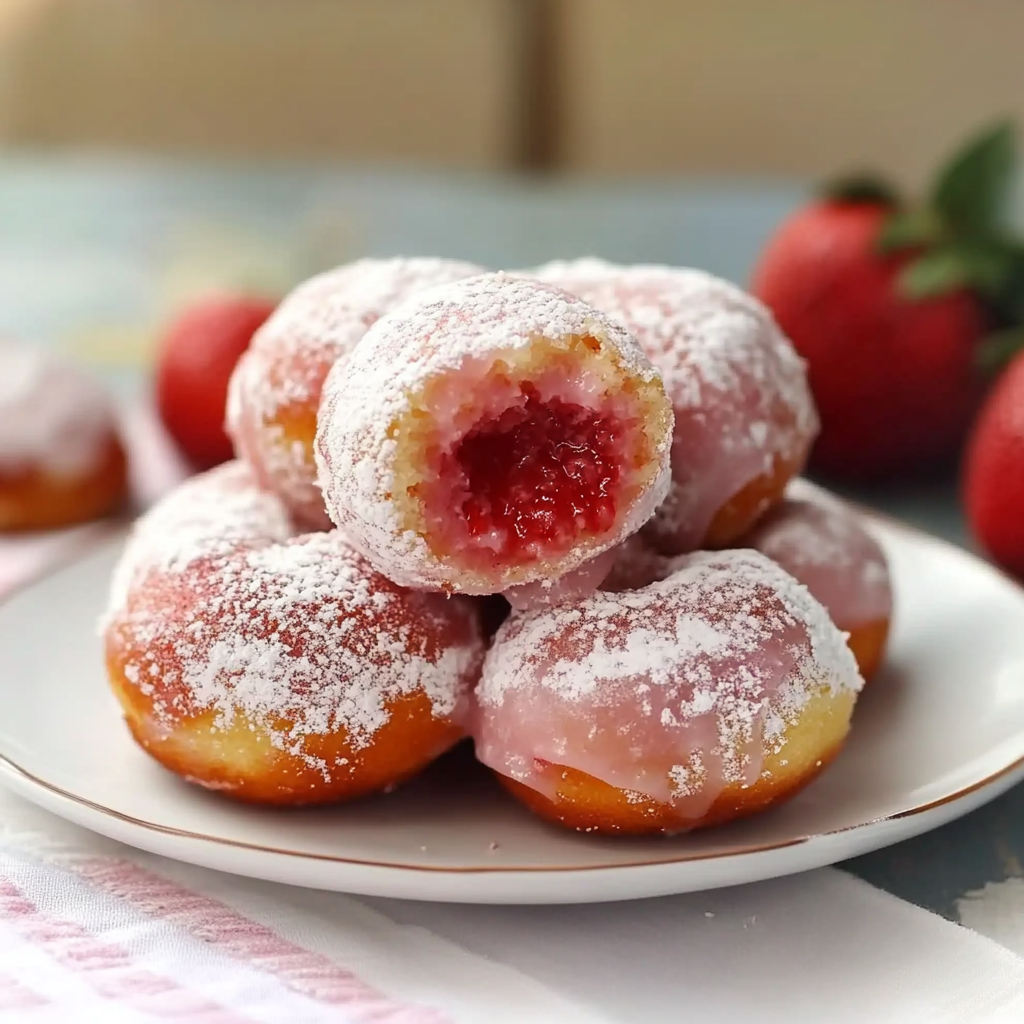 Recipe preparation for Strawberry Donut Holes