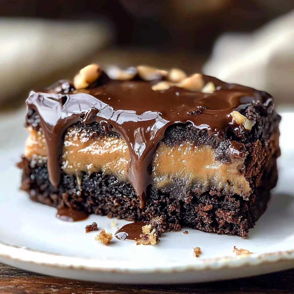 Recipe preparation for Gooey Chocolate Peanut Cake